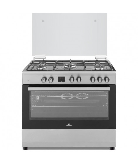 CONTINENTAL EDISON Cuisiniere piano four multifonctions catalyse 95L affichage digital L90 xH 85 cm  INOX