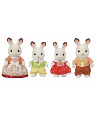Famille Lapin Chocolat - SYLVANIAN FAMILIES - 5655 - Articulée et Habillée - A partir de 3 ans