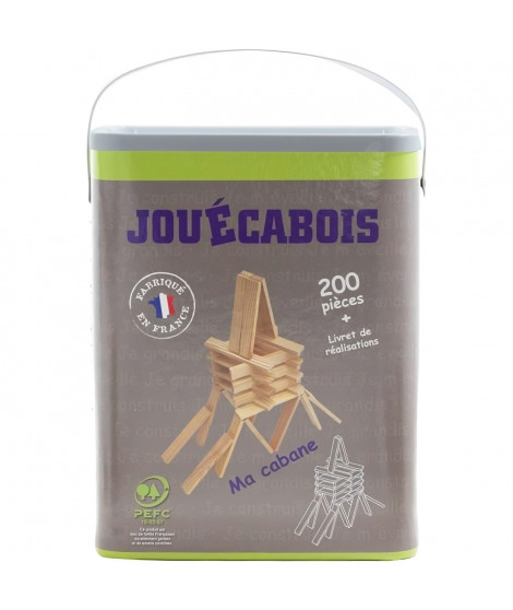 Jeu de construction - Baril de 200 planchettes en bois - JOUECABOIS - Fabriqué en France par Mecabois