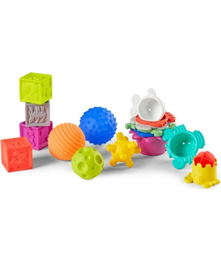 Coffret sensoriel INFANTINO - 16 pieces - Jaune et multicolore - Pour bébé des la naissance