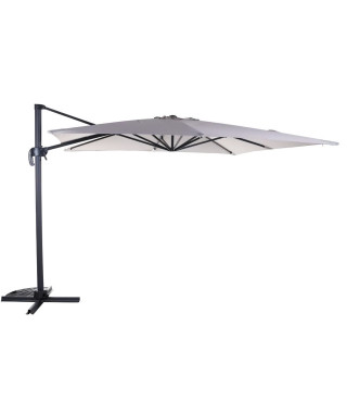 Parasol déporté BIARRITZ 3x3m - Inclinable et rotatif a 360° - Mât aluminium et Toile déperlante Polyester 250g/m2 - Taupe