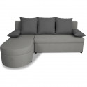 Canapé d'angle convertible réversible 3 places JEN - Tissu Gris - Style contemporain - L196 x H88 x P159 cm