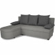 Canapé d'angle convertible réversible 3 places JEN - Tissu Gris - Style contemporain - L196 x H88 x P159 cm