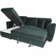 Canapé d'angle convertible HAMILTON 4 places - Tissu velours vert - L 245 x P 140 x H 86 - Coffre de rangement