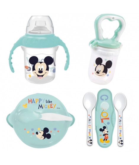 Pack repas 1er age THERMOBABY MICKEY - 1 grignoteuse + 1 bol + 1 tasse a poignée +2 cuilleres