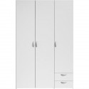 Armoire VARIA - Décor blanc - 3 portes + 2 tiroirs - L 120 x H 185 x P 51 cm - PARISOT