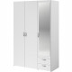 Armoire VARIA - Décor blanc - 3 portes battantes + miroir + 2 tiroirs - L 120 x H 185 x P 51 cm - PARISOT