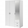Armoire VARIA - Décor blanc - 3 portes battantes + miroir + 2 tiroirs - L 120 x H 185 x P 51 cm - PARISOT