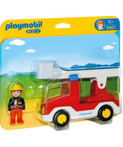 PLAYMOBIL - 6967 - PLAYMOBIL 1.2.3 - Camion de pompier avec échelle pivotante