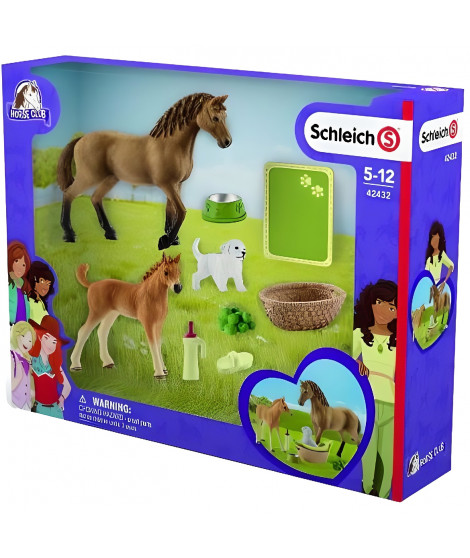 Figurine SCHLEICH - Les soins pour bébé animaux d'Horse Club Sarah - Modele Quarter Horse - Jouet éducatif