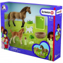 Figurine SCHLEICH - Les soins pour bébé animaux d'Horse Club Sarah - Modele Quarter Horse - Jouet éducatif