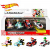 Hot Wheels Coffrets 4 véhicules Mario Kart (modele aléatoire) - Petites Voitures - Des 3 ans