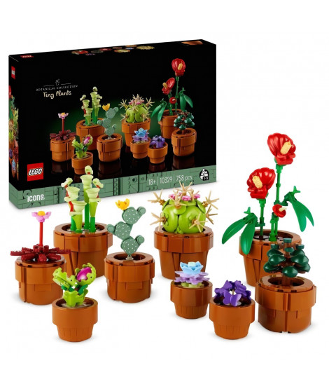 LEGO Icons 10329 Les Plantes Miniatures, Collection Botanique 9 Plantes  Artificielles avec des Fleurs, Décoration d'Intérieur