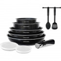 Batterie de cuisine 10 pieces Arthur Martin - Aluminium - Tous feux sauf induction - Noir