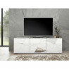 Meuble TV - Blanc laqué brillant avec sérigraphie miroir - L181 x P43 x H57 cm - VICTORY