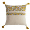 Coussin Udaipur a pompons - Jaune - 100% coton - 40 x 40 cm - DEKO