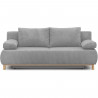 Banquette convertible 3 places MIKA - Velours côtelé gris clair - Coffre de rangement - L 192 x H 84 x P 93 cm