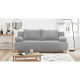 Banquette convertible 3 places MIKA - Velours côtelé gris clair - Coffre de rangement - L 192 x H 84 x P 93 cm