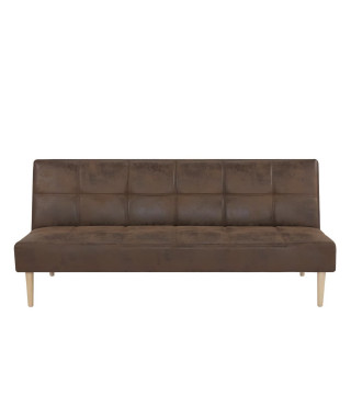 Banquette convertible Clic-clac 2 places - Simili Marron - L 178 x P 89 x H 78 cm - JENNY