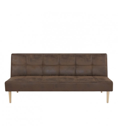 Banquette convertible Clic-clac 2 places - Simili Marron - L 178 x P 89 x H 78 cm - JENNY