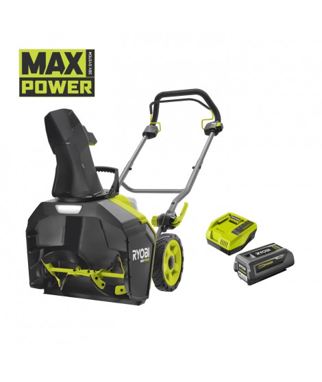 Déneigeuse 36V Brushless RYOBI - 45 cm - déblaiement 25 cm - éjection max 8m - 1 batterie lithium+ 36V 4,0 Ah et 1 chargeur r…