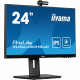 Ecran PC - IIYAMA - XUB2490HSUC-B5 - 24 IPS LED FHD - 4ms - 60Hz - HDMI DP VGA - Webcam FHD et microphone