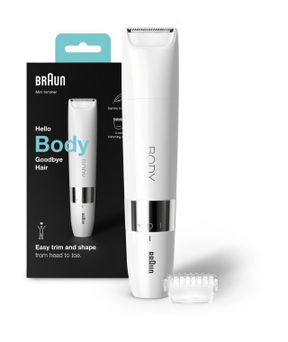 Braun Body Mini Tondeuse Électrique Femme Et Homme de Précision Corps, Rapide Et Facile, Technologie Wet & Dry, BS1000