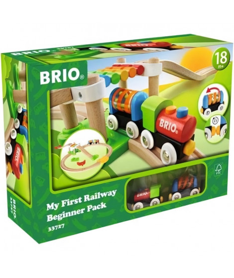 Circuit de train en bois BRIO Mon Premier Circuit de Découverte - Coffret 18 pieces - Des 18 mois