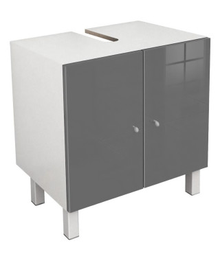 Meuble sous-lavabo CORAIL - Gris laqué - L 60 cm - 2 portes