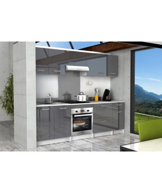 START Meuble bas de cuisine L 60 cm avec plan de travail inclus - Gris Brillant