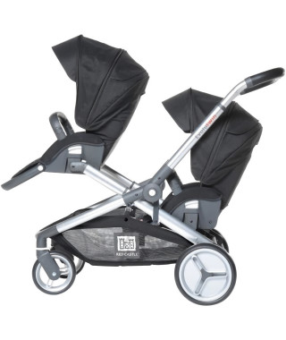 RED CASTLE Poussette double Evolutwin - Des la naissance - Jusqu'a 15kg - Dossier réglable - Noir