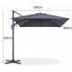 Parasol déporté rectangulaire 3x2,5m - Rotatif a 360° & Orientable - Mât aluminium- Toile déperlante en Polyester 250g/m2 - Gris