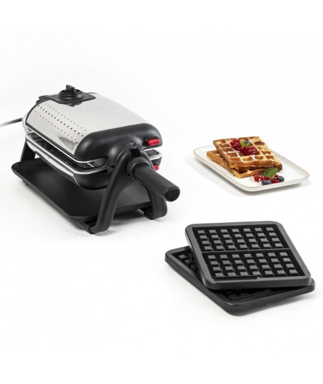 TEFAL Appareil a gaufre semi pro, 1200 W, Thermostat réglable, Voyant lumineux, Poignée rotative rabattable, King Size WM756D12