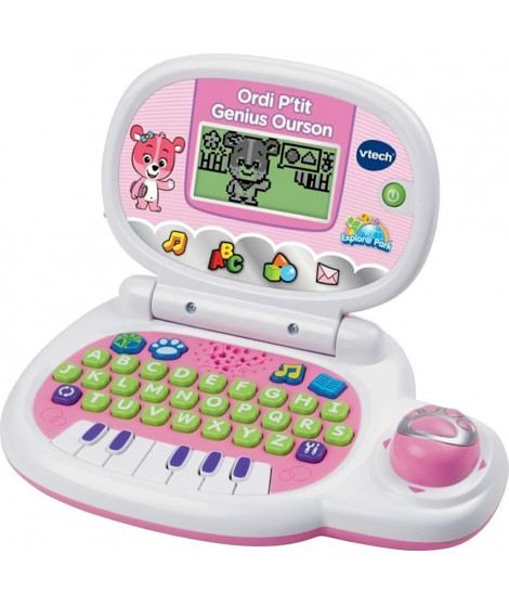 VTECH - Ordi P'tit Genius Ourson Rose - Ordinateur Éducatif Enfant - De 2 a 5 ans