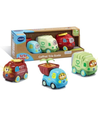 VTECH - Tut Tut Bolides - Play Green - Coffret Trio Ecolo (Pompier + Camion Poubelle + P'tit Camion)