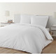 VISION - Housse de couette unie 240x220cm avec 2 taies 65x65cm - Blanc - 100% coton