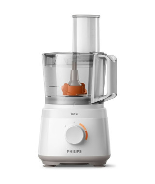 PHILIPS Robot Multifonctions Daily HR7320/00, 700 W, 19 fonctions, 2 vitesses, Disque 2 en 1 en inox, Bol 1,5L, Blanc