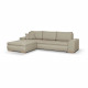 Canapé d'angle convertible réversible + coffre de rangement - Tissu Malmo Beige - L 289 x P 94/188 x H 88 cm - INDIAN