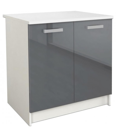 START Meuble bas de cuisine L 80 cm - Gris brillant