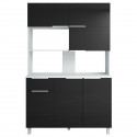 LOVA Buffet de cuisine contemporain noir brillant - L 120 cm