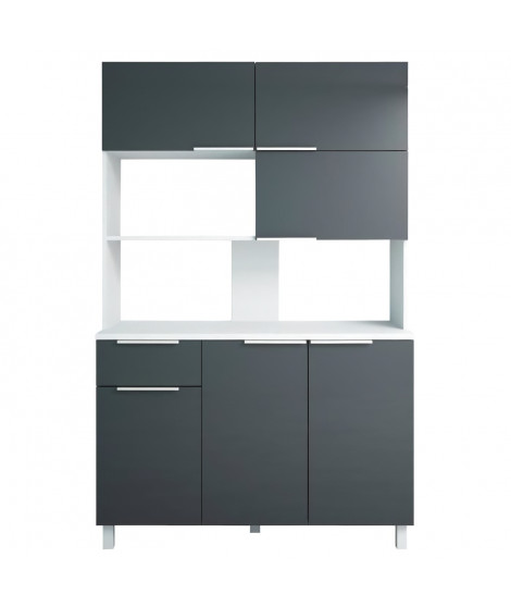 LOVA Buffet de cuisine contemporain gris brillant - L 120 cm