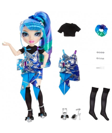 Rainbow High Junior High S3 - Poupée Mannequin Arc-en-Ciel 22cm - Holly Devious (Bleu)
