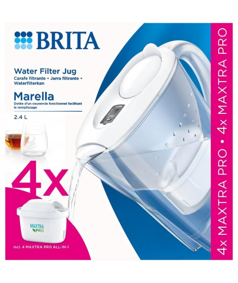 BRITA Carafe filtrante Marella blanche + 4 cartouches MAXTRA PRO All-In-1