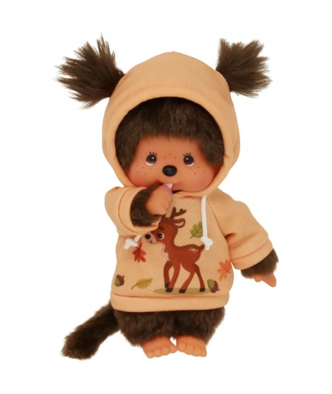 Peluche Monchhichi Sweat Automne - Bandai - Peluche toute douce 20 cm