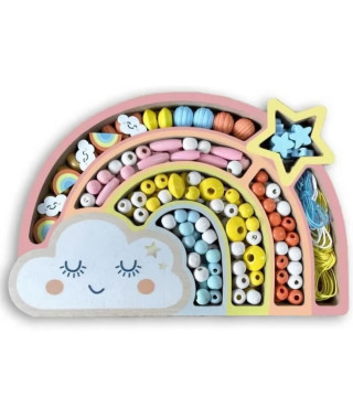 Coffret Arc en Ciel Perles Bois SYCOMORE - Créez de Magnifiques Bijoux - Enfant - 7 ans - Fille - Multicolore