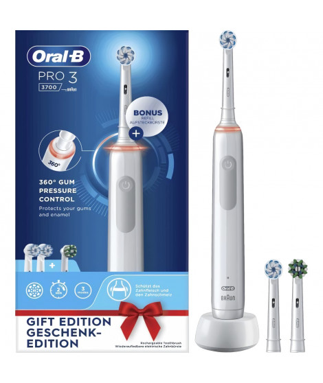 Brosse a dents électrique ORAL-B Pro 3 - 3 brossettes incluses - blanc - sans fil