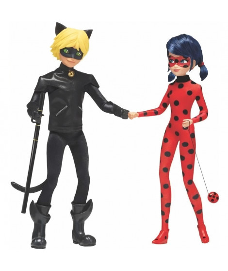 Pack de 2 Poupées mannequin 26 cm Miraculous Ladybug - Revivez les aventures de Ladybug et Chat Noir