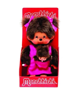 MONCHICHI Peluche Maman et son bébé rose - 20 cm - 23620