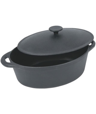 CREALYS GOURMET Cocotte ovale en fonte d'acier émaillée - L 37 cm - 9 L - Noir - Tous feux dont induction