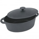 CREALYS GOURMET Cocotte ovale en fonte d'acier émaillée - L 37 cm - 9 L - Noir - Tous feux dont induction